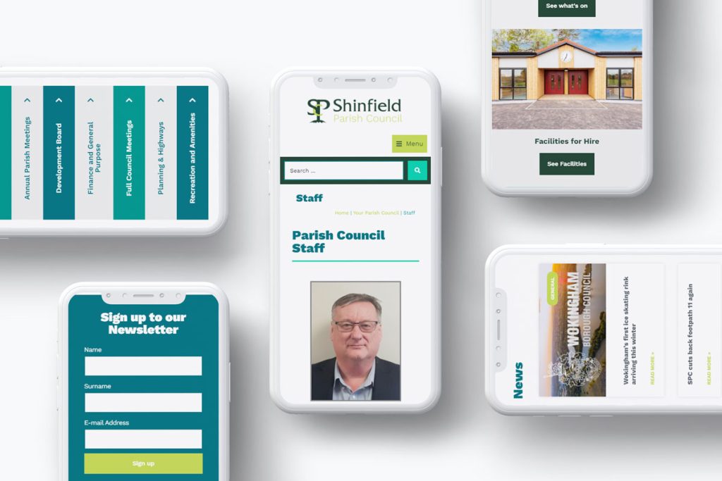 Shinfield Parish Council website shown on mobile devices